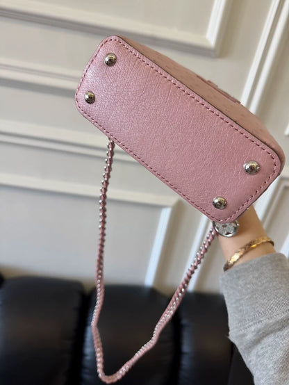 LV Capucines Nano bag in pink ostrich leather