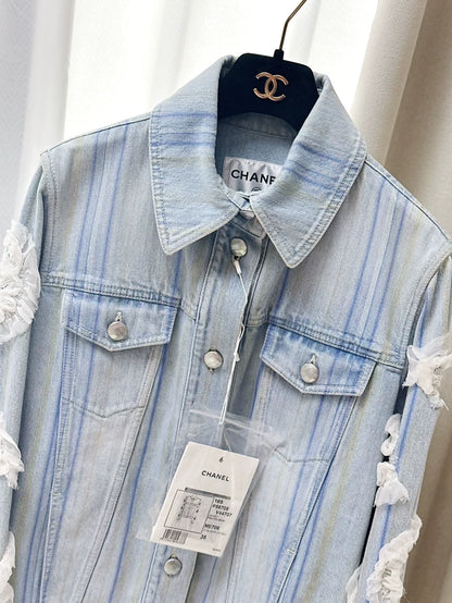 Chanel 18S blue camellia denim jacket