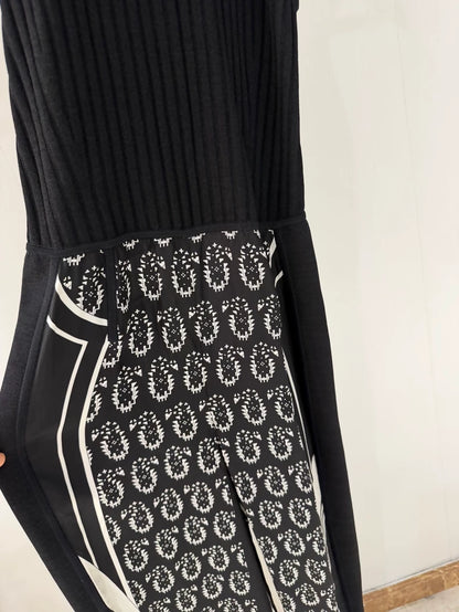 Hermes black white silk jumpsuit