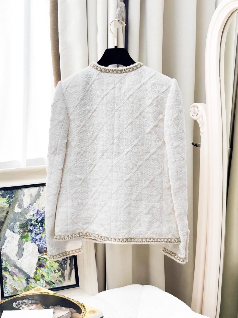 Chanel 21A ecru four-pocket tweed jacket
