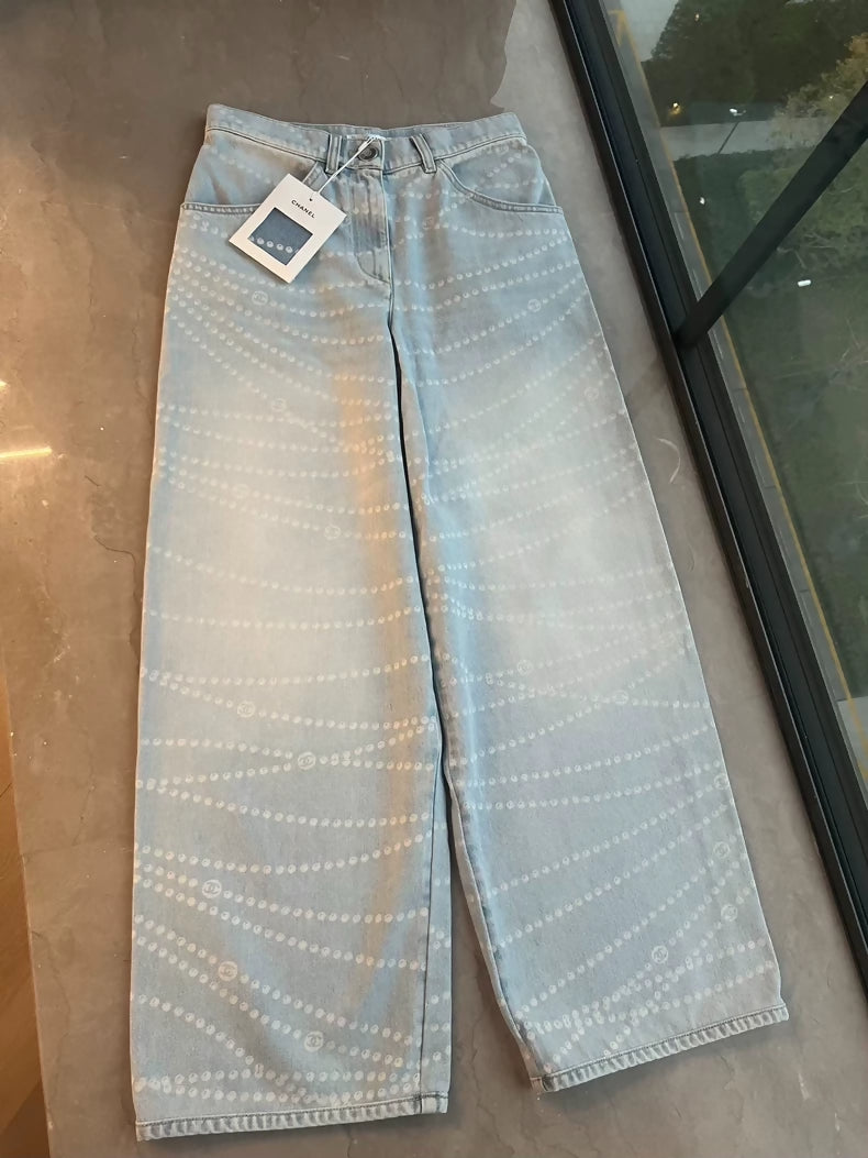 Chanel 25p pearl wide-leg pants
