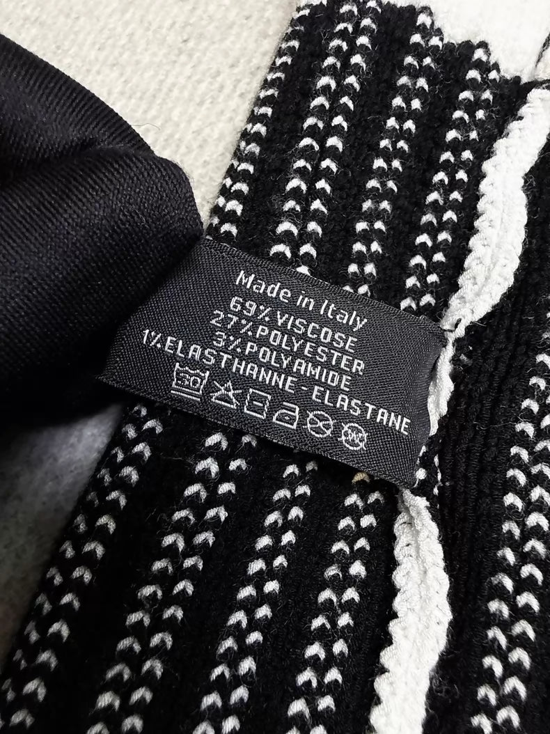 Chanel 24C white and black striped stockings