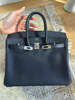 Hermès Birkin 25 Touch Black Shiny Niloticus Lizard and Swift leather Palladium Hardware