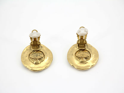 Chanel Vintage 86 Gold-plated Twisted Double Chanel Round Clip-on Earrings
