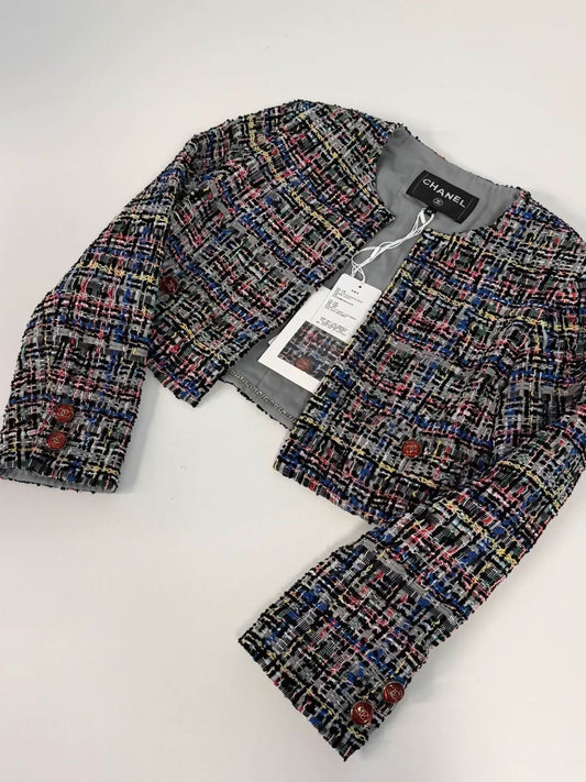 Chanel 23C gray Colorful tweed Short Jacket