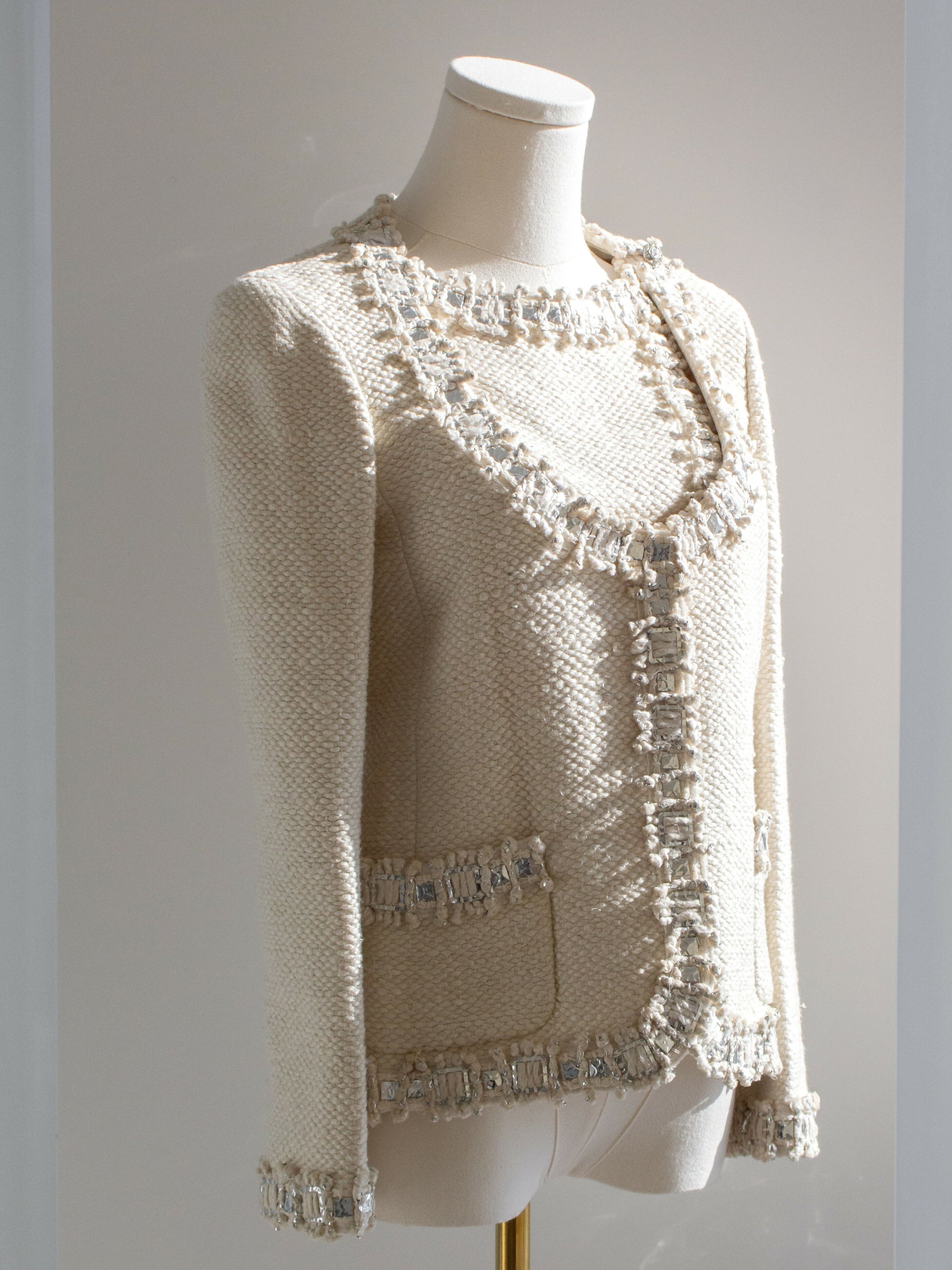 Chanel Pre-Fall 2012 Bombay Ecru Silver Embellished Tweed 12A Jacket 5