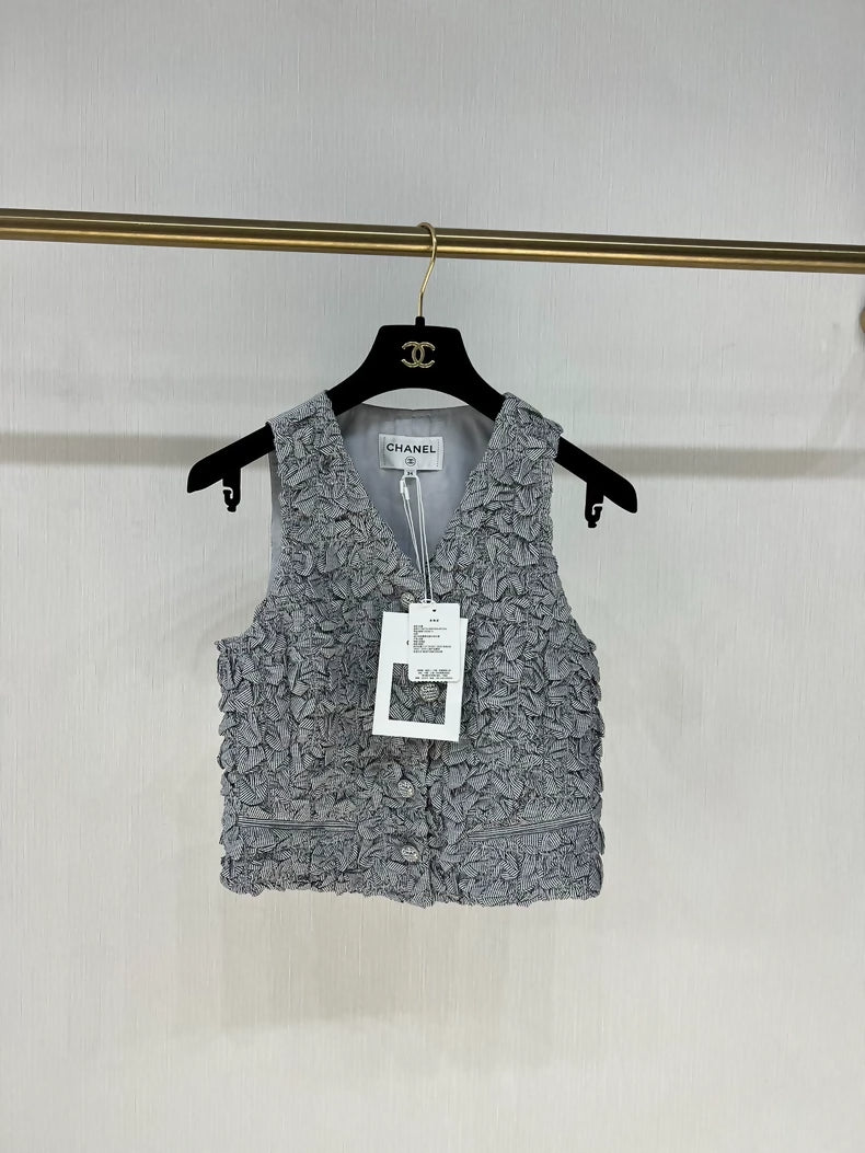 Chanel 24P Grey striped Vest