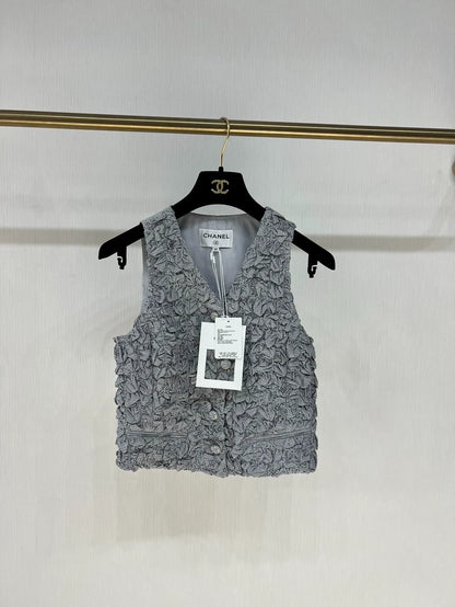 Chanel 24P Grey striped Vest