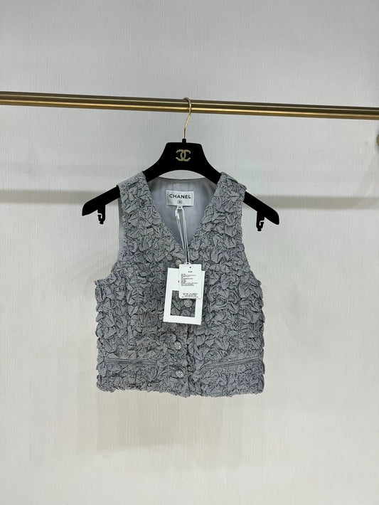Chanel 24P Grey striped Vest