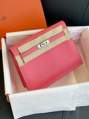 Hermès Kelly Danse Rose Lip / Lipstick Pink Evercolor Leather with Palladium Hardware