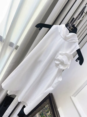 Chanel 26C White Camellia Brooch Sleeveless Shirt Top