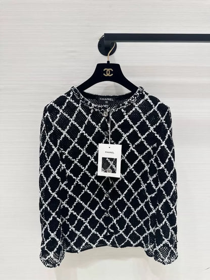 Chanel black white tweed jacket