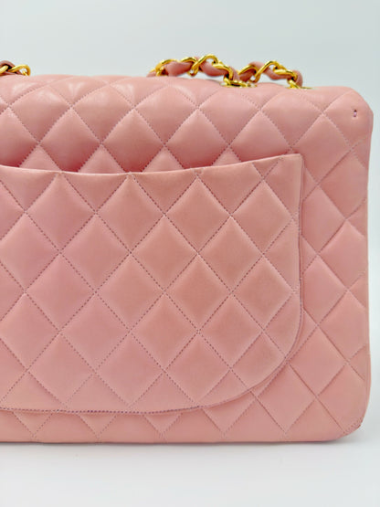 Chanel Vintage Maxi Flap Bag – Series 2 in Pink Lambskin with 24k Gold Hardware
