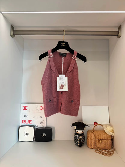 Chanel 25A Dusty Rose Cashmere Top Vest