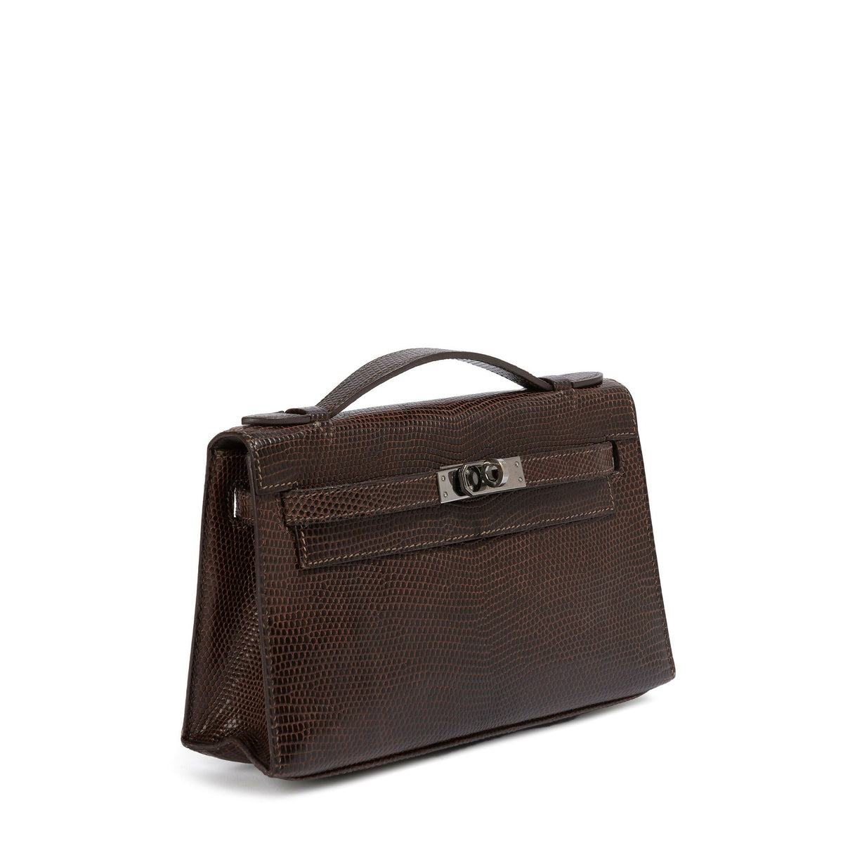 Hermès Chocolat Niloticus Lizard Kelly Pochette RHW