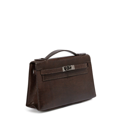 Hermès Chocolat Niloticus Lizard Kelly Pochette RHW