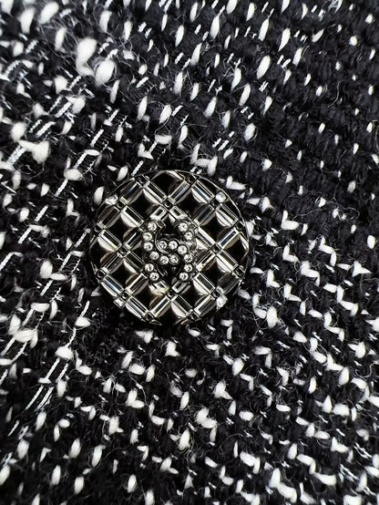 Chanel 22A Black and White Check Tweed Jacket