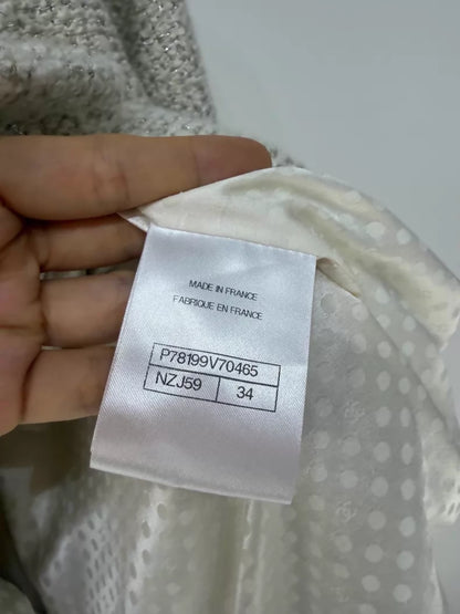 Chanel 24K ecru tweed coat cardigan with belt