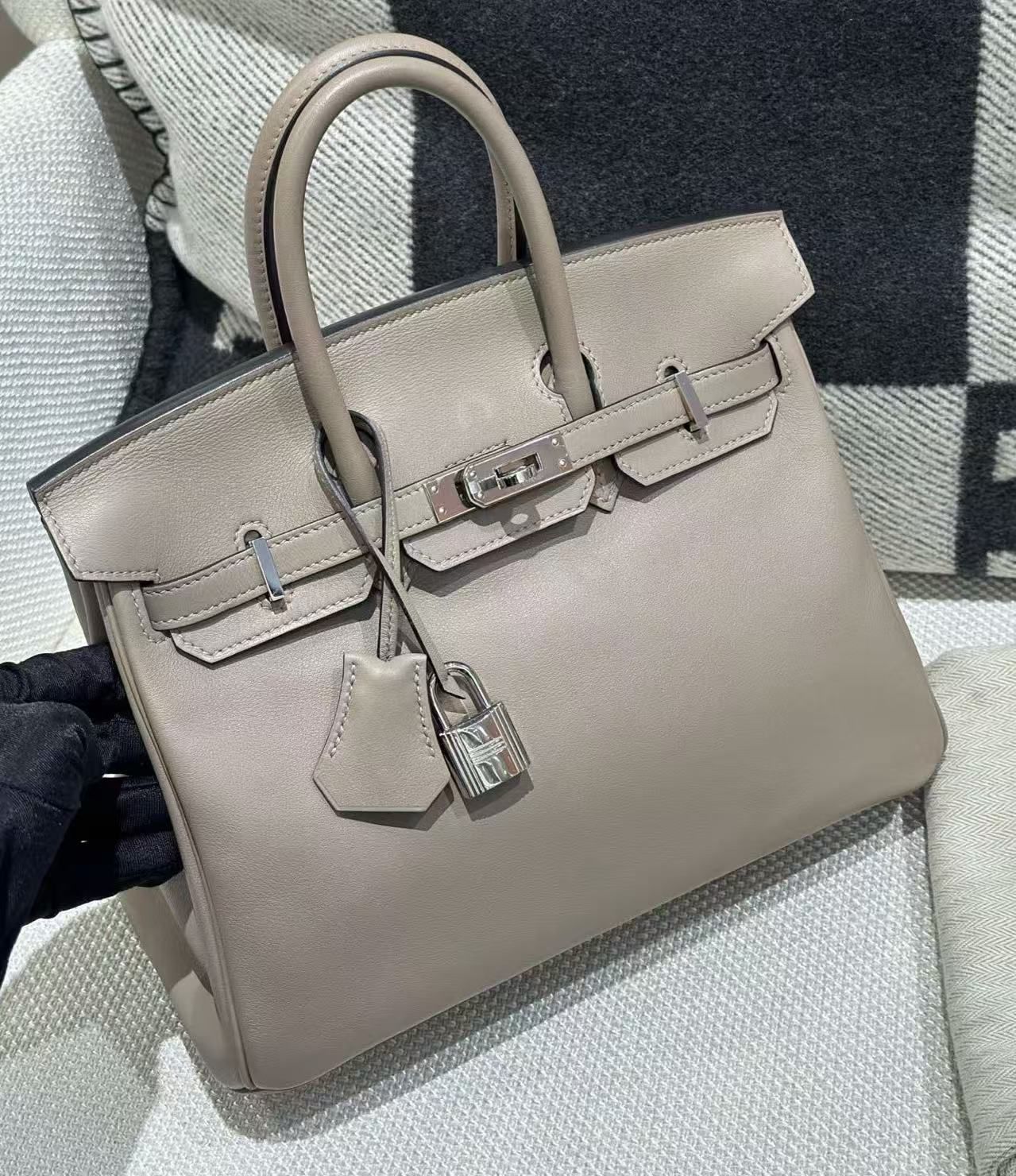 Hermes birkin 25 Gris asphalt swift palladium hardware