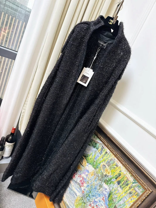 Chanel 19 Black Tweed Long Cape