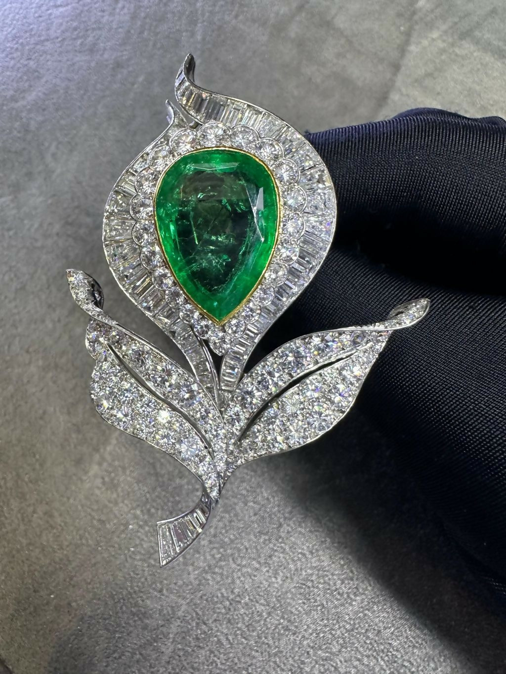 Van Cleef and Arpels Emerald and Diamond Floral Brooch