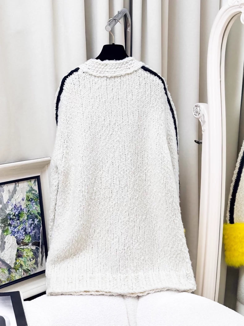 Gucci Adidas white/Black/yellow knit cardigan
