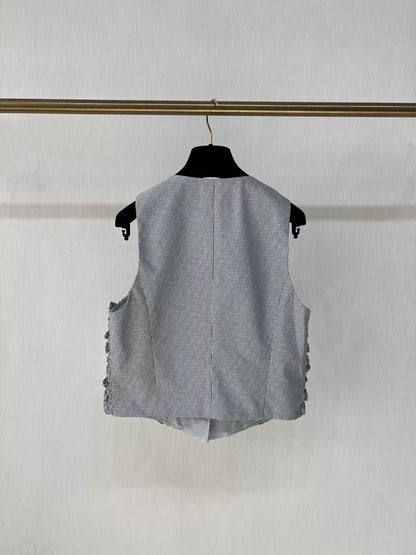 Chanel 24p Grey striped Vest