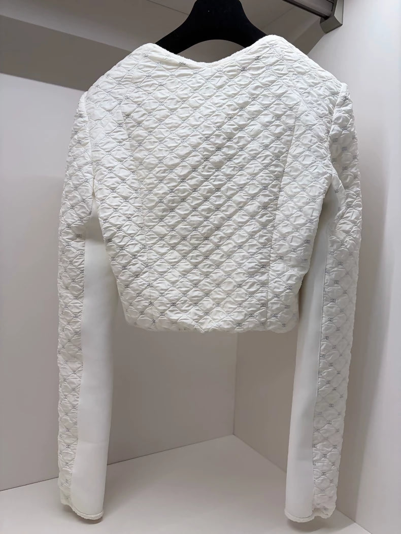 Chanel 21N ecru white Embroidered Lambswool Jacket