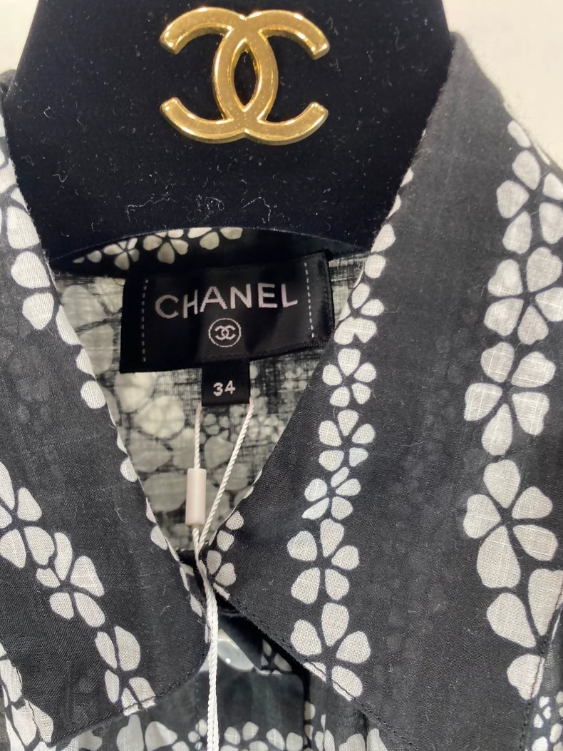 Chanel 25M Coco beach Collection Black white Shirt