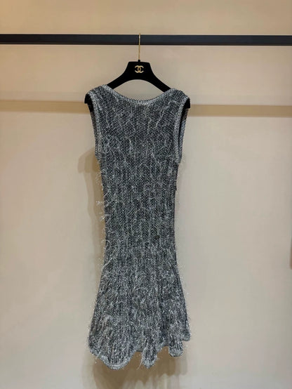 Chanel 19P silver thread tassel dress