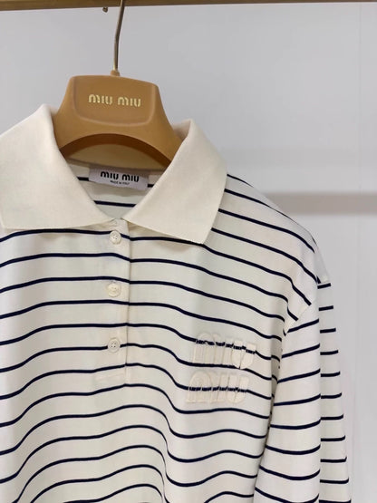 Miu miu striped polo top