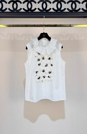 Chanel 22C floral white blouse