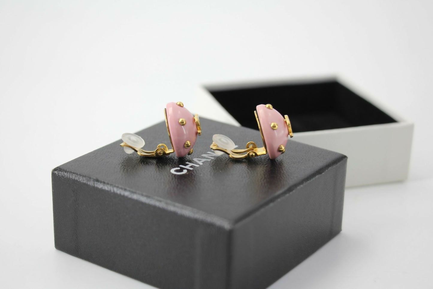 Chanel Vintage 96C Resin Pink Bean Clip-on Earrings