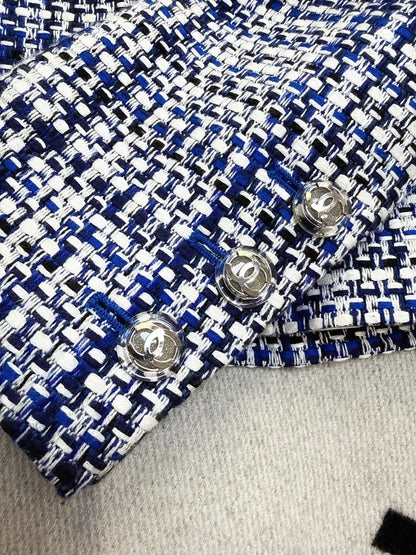Chanel 20P Blue and White Tweed Jacket