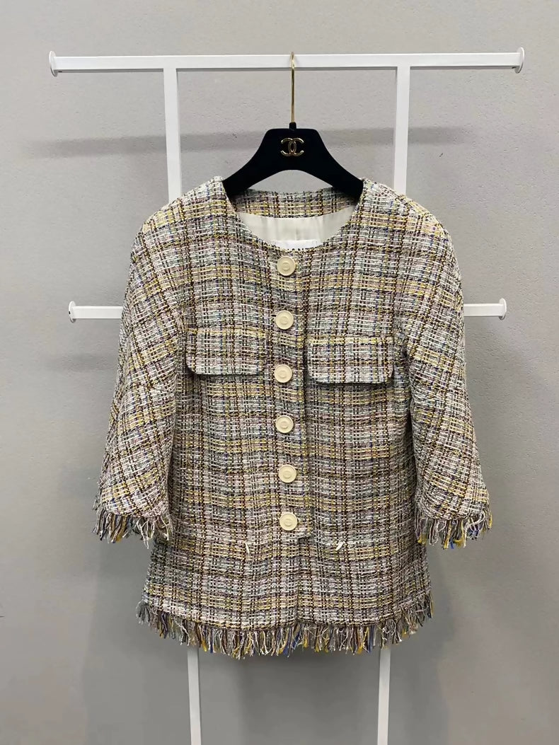 Chanel 18p beige tweed jacket