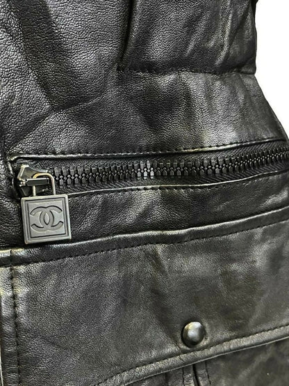 Chanel 07A Lambskin Leather Utility Jacket Coat