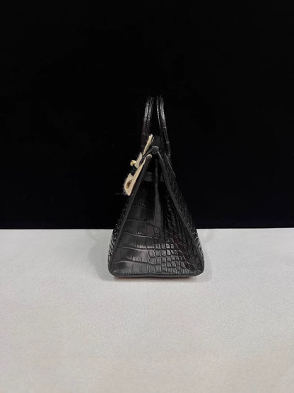 Hermes Birkin 20 black matte Alligator leather gold hardware