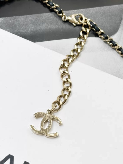 Chanel 22K black and gold heart-shaped lambskin chain necklace