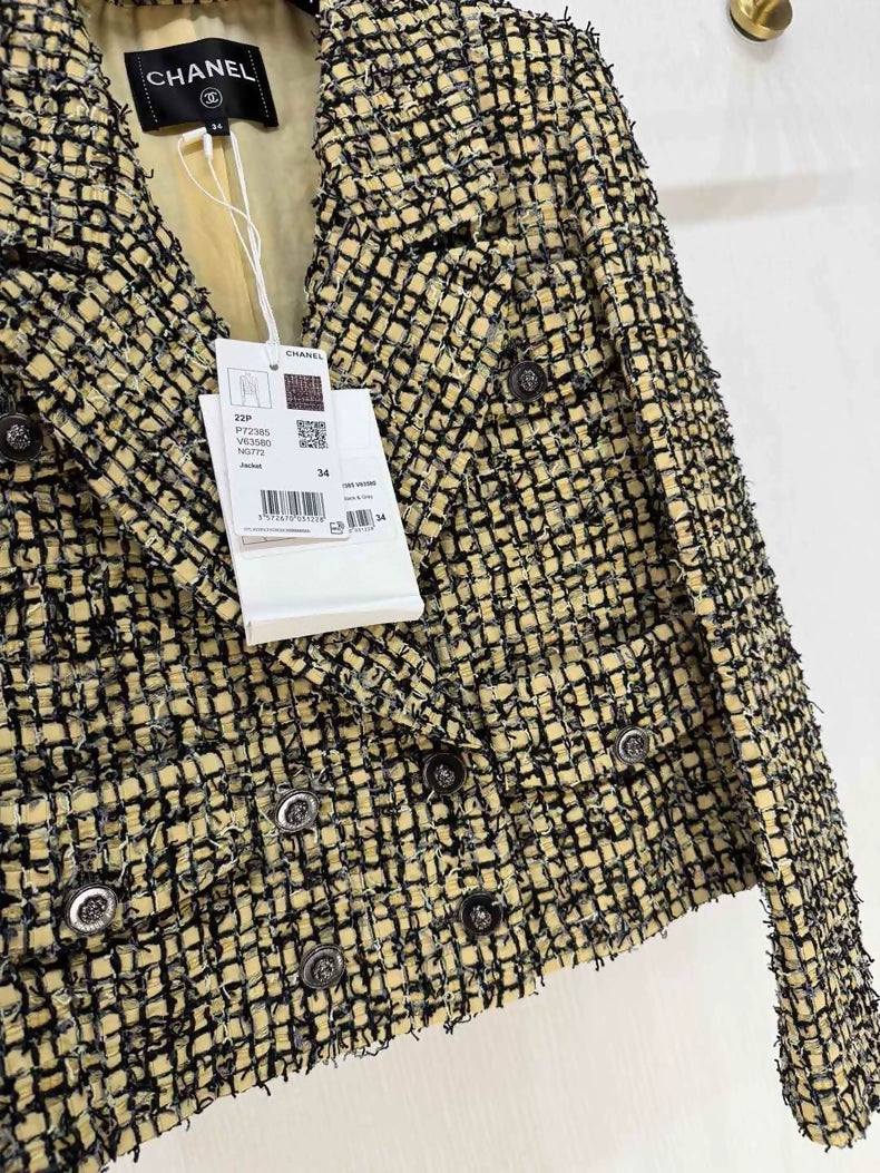 Chanel 22P Yellow and Black Tweed Jacket
