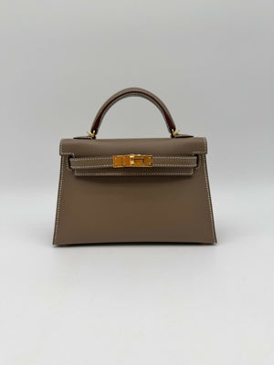 Hermès mini Kelly 20 Étoupe Epsom Gold Hardware