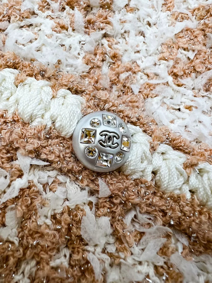 Chanel 23s orange tweed cardigan