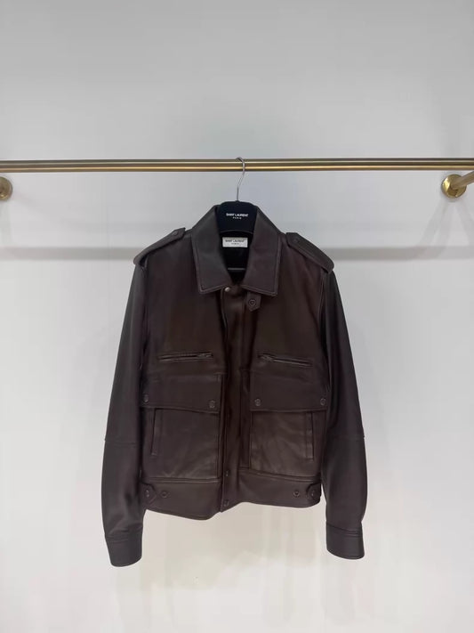 Saint Laurent  Brown Lambskin Jacket