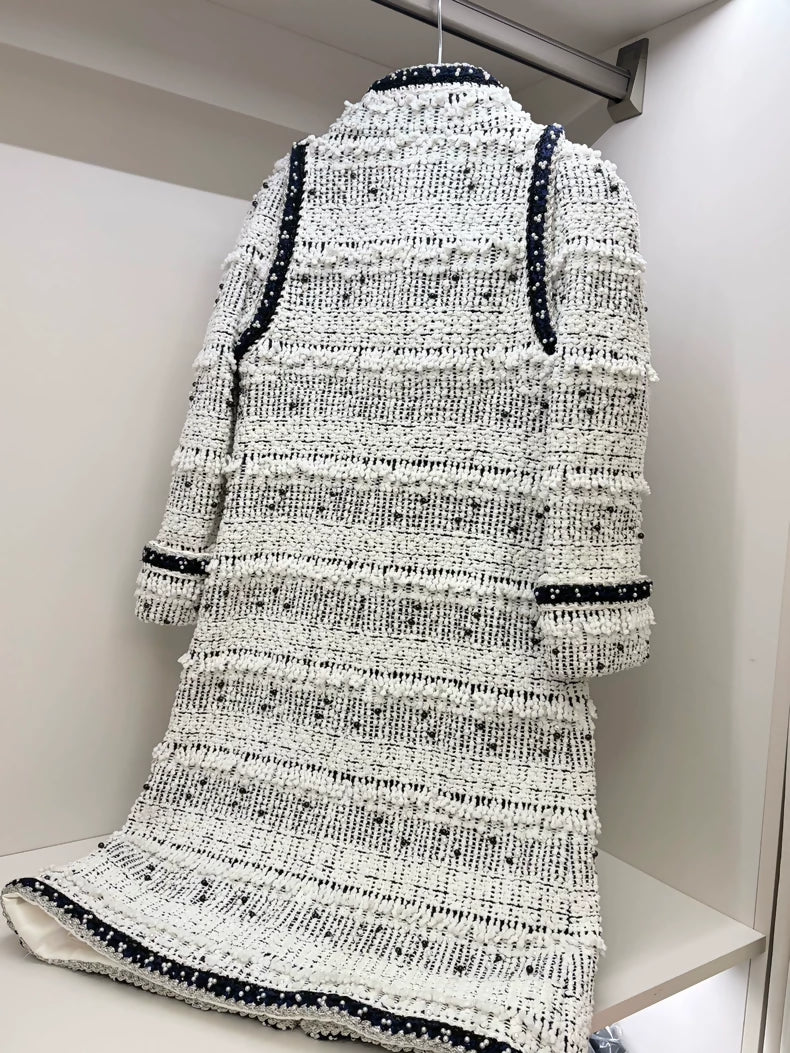 Chanel 2017 Black and White Beaded Tweed Jacket