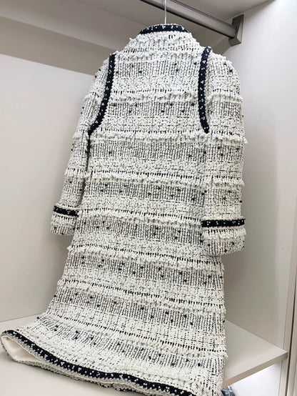 Chanel 2017 Black and White Beaded Tweed Jacket