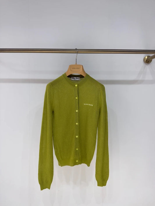 Miumiu 25 Green Cashmere Cardigan
