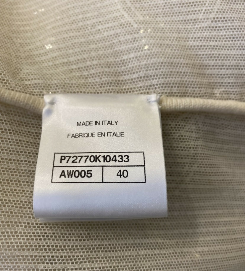 Rare Chanel 22S CC Sequin Cream Iridescent Vest Mini Dress Waistcoat Cardigan FR 40