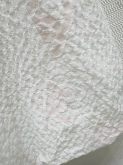 Chanel 26C White and Pink Double C Logo Print Dress