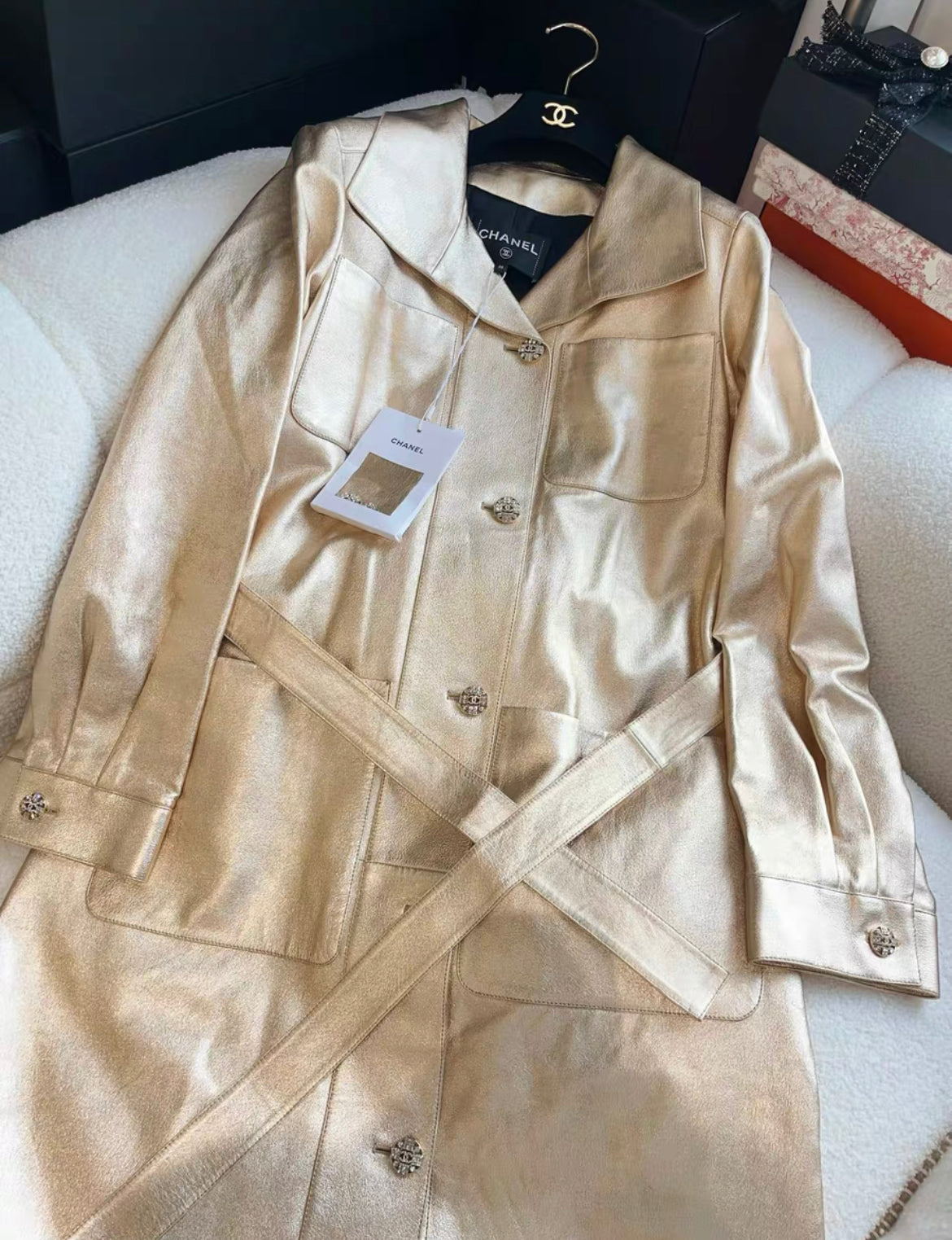 Chanel 21k Gold Trench Coat size 36