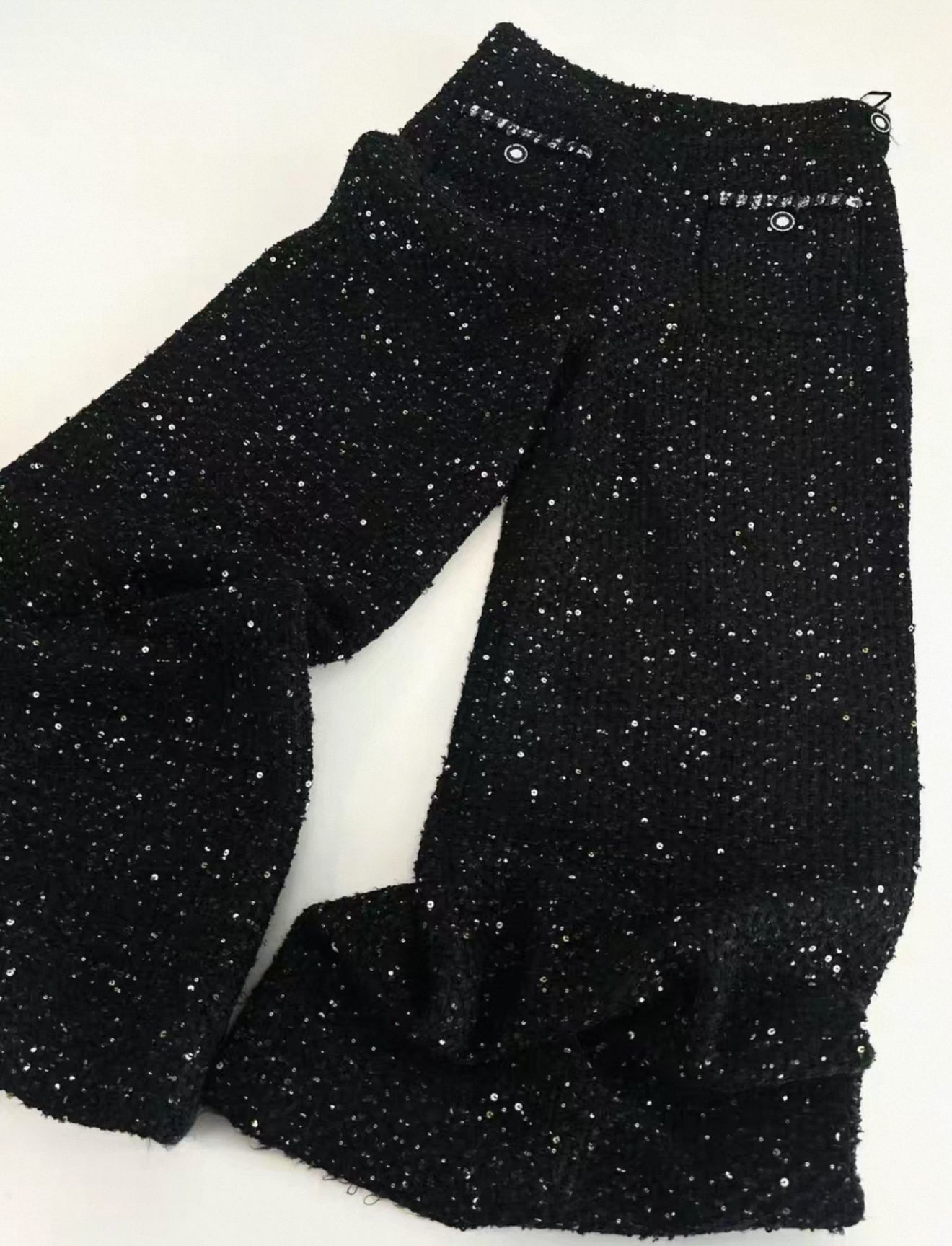 Chanel 22P Sequinned Wide-Leg Pants F36