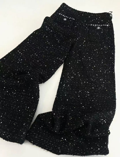 Chanel 22P Sequinned Wide-Leg Pants F36